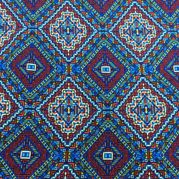 LuLaRoe Irma Aztec Geometric Boho Tunic Top S Blouse Shirt Blue Red Orange Green - Picture 2 of 10